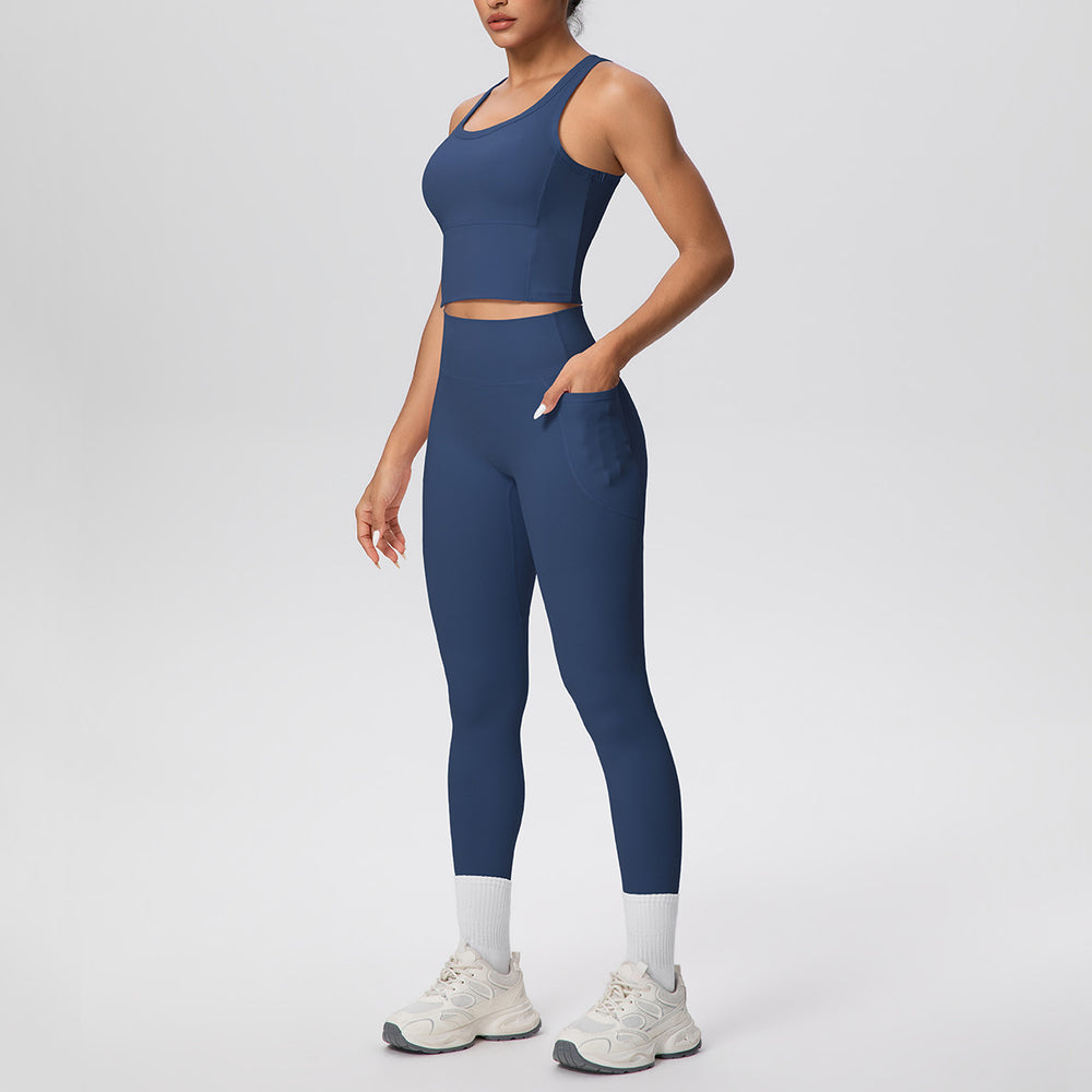 new cloud-feel quick-dry high-waisted pocket leggings with beautiful back design - yoga, outdoor running, and fitness activewear set for women