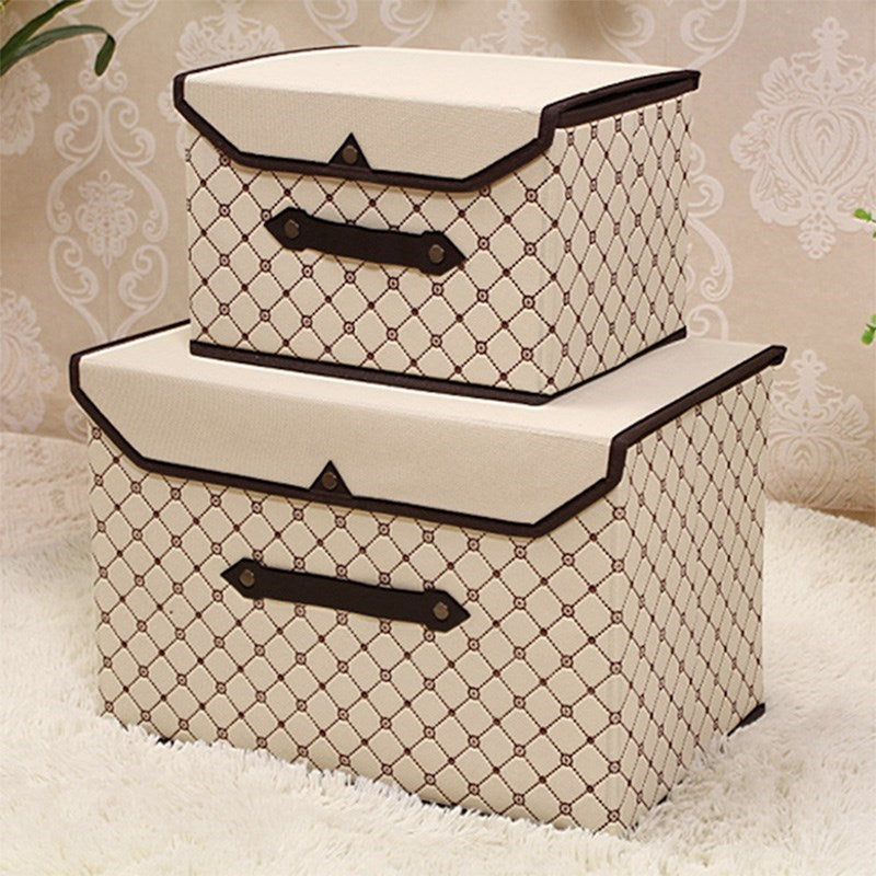 Folding fabric storage box Thickened non-woven storage box with lid Household clothes sorting box Sundries storage box