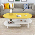 Scandinavian coffee table small apartment living room economical casual modern table creative balcony oval tea table double layer