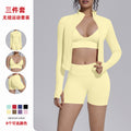 New peach lift tight shorts yoga workout set - 3 piece, sweat-wicking, quick-dry, outdoor casual seamless activewear for women
