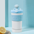 Portable, stylish water bottle - trendy glass straw cup with cute cartoon design, perfect as a souvenir or gift, includes lid