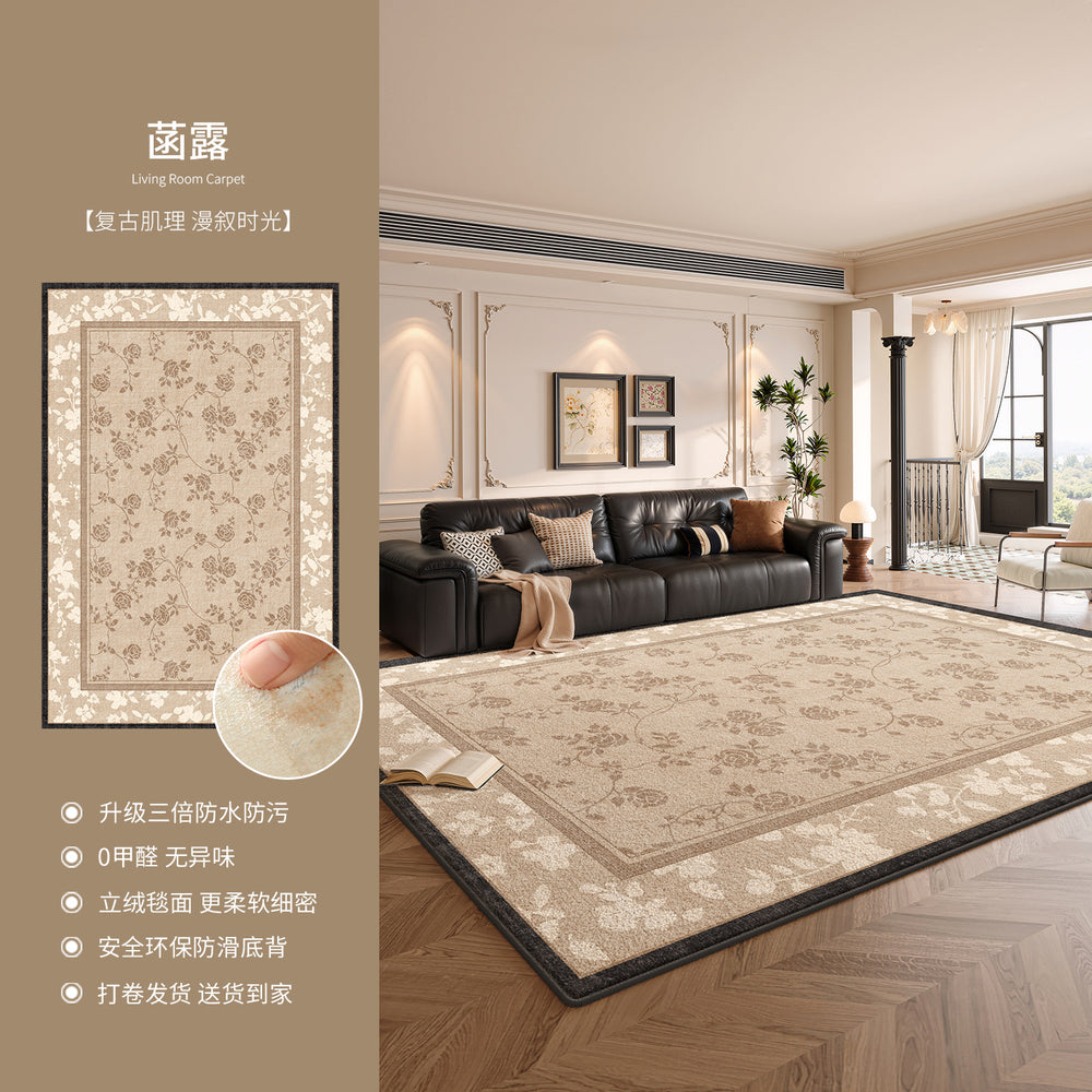 Carpet living room retro medieval style 2026 new style no-wash, wipeable, waterproof and anti-fouling classy sofa bedroom floor mat
