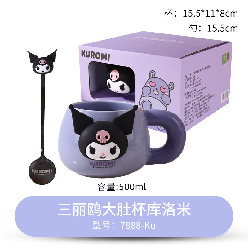 Ceramic cup gift box mug with lid with spoon coffee cup holiday gift box cartoon cup cute water cup