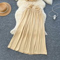 spring new french sexy one-shoulder cropped top and ruched midi skirt vacation outfit set