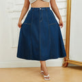 Fashion cross-border plus size skirt for women patchwork a-lineeleganteasiest for match denim mid-length skirt to cover the flesh slimming look denim skirt