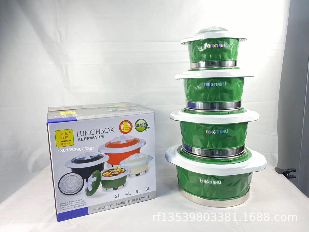 Lunchbox keep warmexport4pcs diamond point thermal insulation box color body 2l, 4l, 6l, 8l