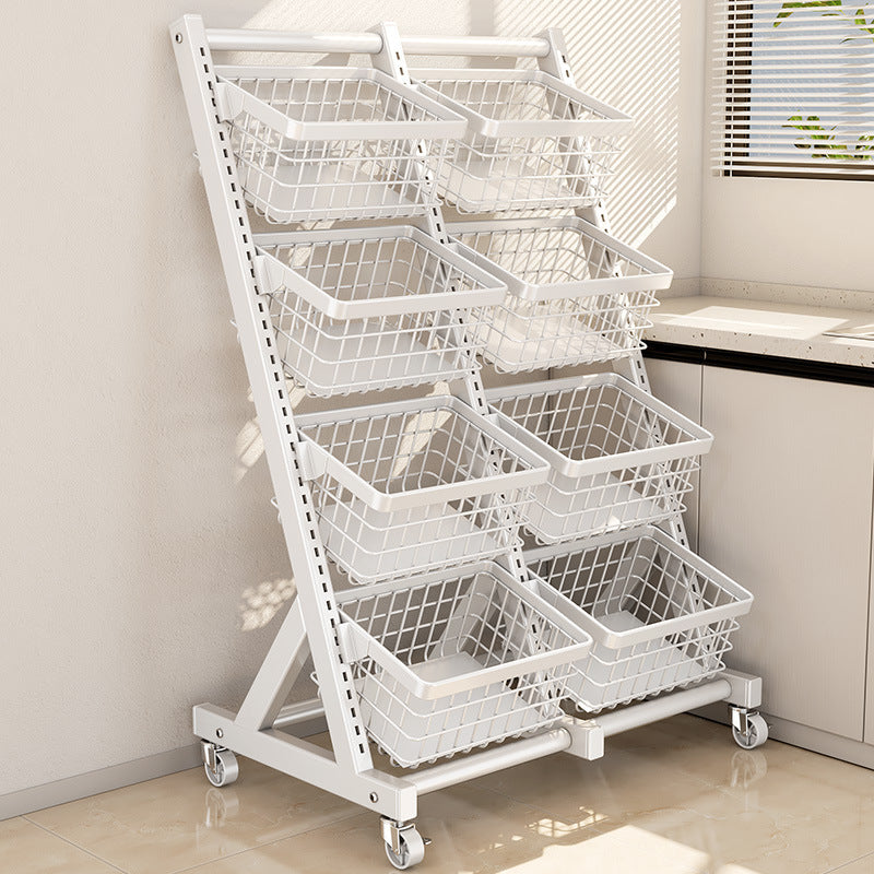 Kitchen storage rack Floor-to-ceiling multi-layer vegetable and fruit multi-functional vegetable basket Living room snack storage rack with wheels