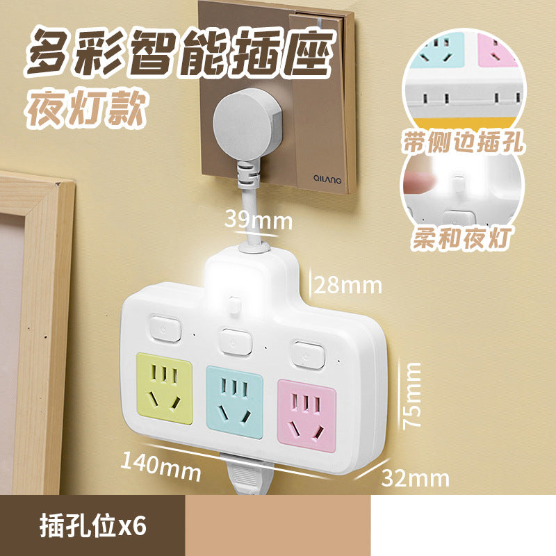 Colorful socket converter multi-function plug conversion for home with usb one to three multi-hole plug-in board