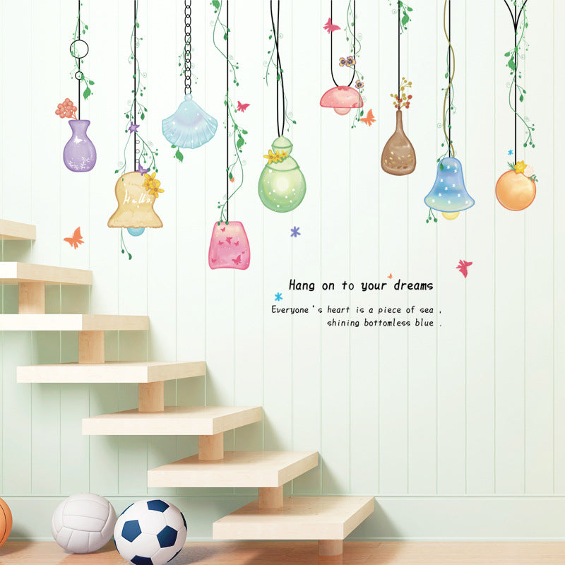 Wall sticker new hand-painted chandelier pendant shell romantic entrance bedroom bedside background decorative wall sticker SK7199