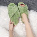 Korean 2024 fall/winter new collection: sheepskin shearling criss-cross flat women's slippers - trendy & stylish outerwear slippers