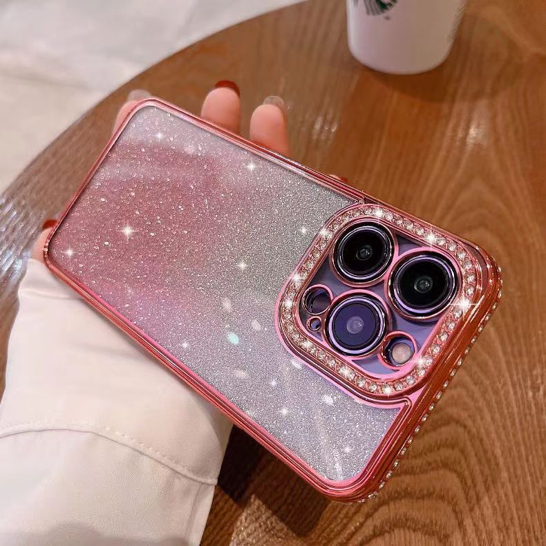 New arrival diamond-encrusted electroplated glitter rhinestone 17 suitable for iphone15pro mobile phone case apple 13 all-inclusive protective cover