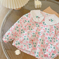 spring/autumn new arrival: pure cotton long-sleeve shirt for girls - sweet and stylish baby girl's doll shirt with turn-down collar