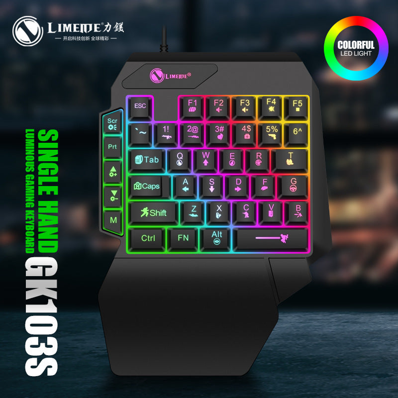 Limei gk103s illuminated gaming keyboard - mechanical feel, mobile gaming throne, one-handed keyboard, phone keypad converter