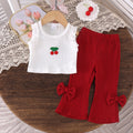 new european and american style spring/autumn girls' white tank top + red pants outfit