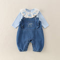 Autumn denim overalls new arrival one-piece girlsuit baby style overalls k-styletwo-piece setautumsuit