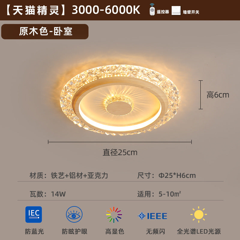 [Strict Selection] Aisle Light Ceiling Light Medium Antique Retro Wood Color Creative Imitation Crystal Lamps Modern Simple Light Luxury