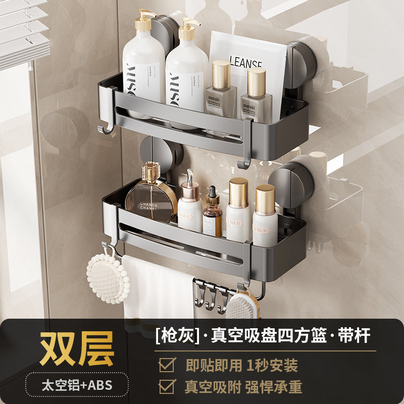 Thickened suction cup bathroom storage rack punch-free wall-mounted bathroom new arrival triangle basket corner storage rack