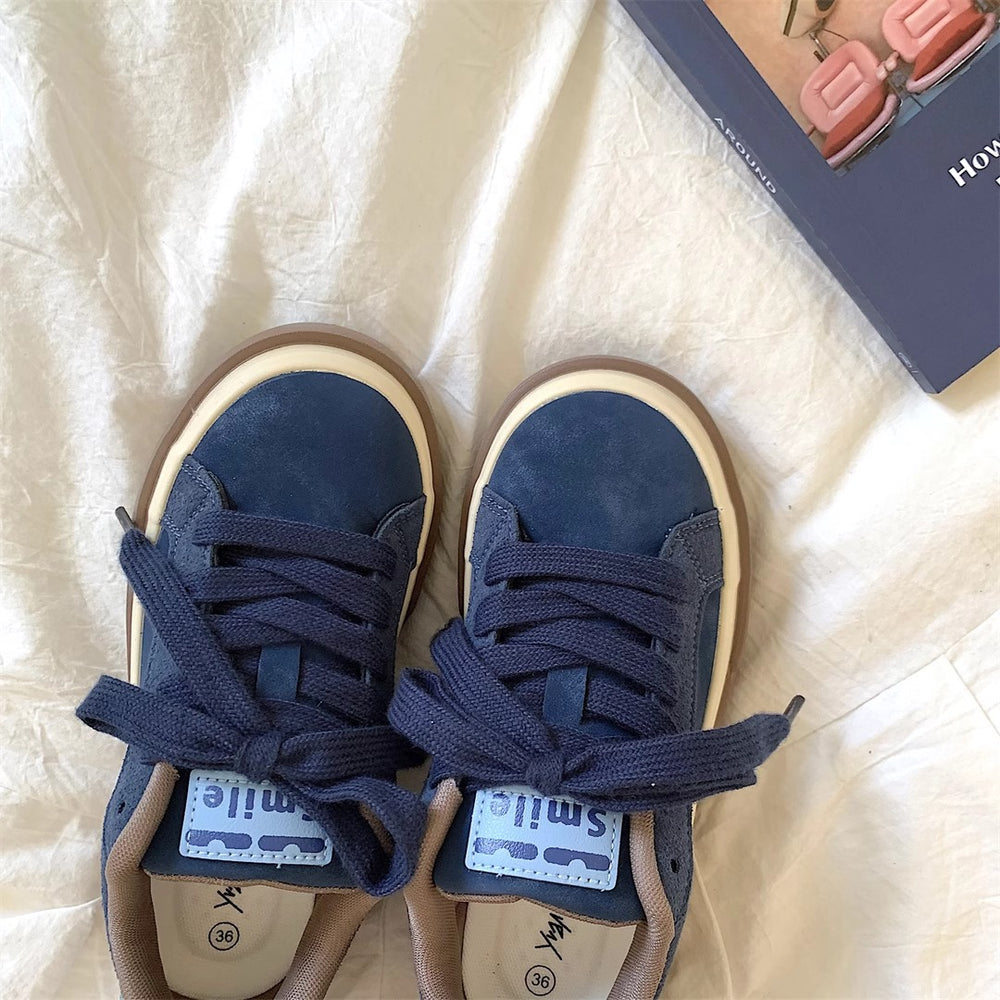 Vintage blue chunky sneakers for women - 2026 spring new arrival, trendy & versatile, unique design, athletic & casual footwear