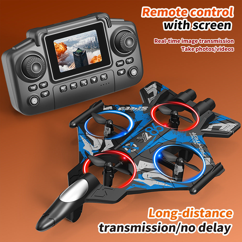 yl86 screen-controlled combat drone with light stunts, four-rotor circling, fixed height, and crash-resistant aircraft toy