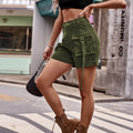 Fashion cross-border foreign trade   new arrival american denim overalls casualflap pocket pants shorts elastic waist women