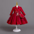 New in stock three-piece girls' dress set: long-sleeve wedding dress, piano recital dress, girl's dress