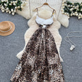 European and american fashion camisole dress for women, autumn , high-end, slimming, elegant, printed, flowy maxi dress