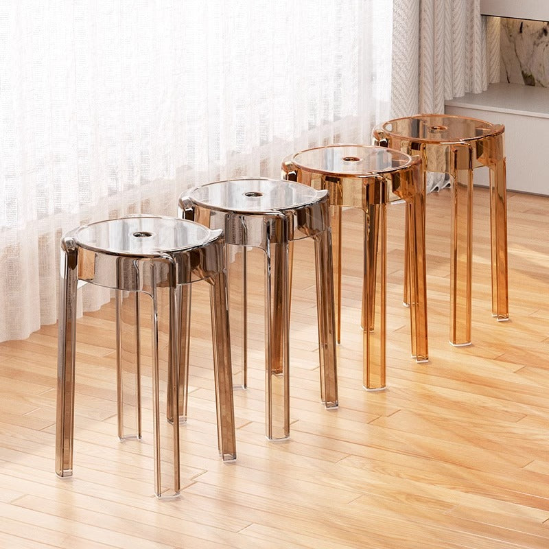 Acrylic plastic stool can be stacked household thickened modern simple stacked transparent chair windmill round rubber bench