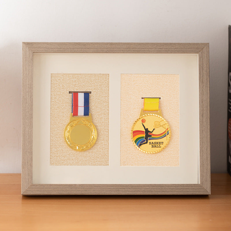 Wooden photo frame table medal storage display photo frame marathon gold medal hollow picture frame 10 inch keep medal