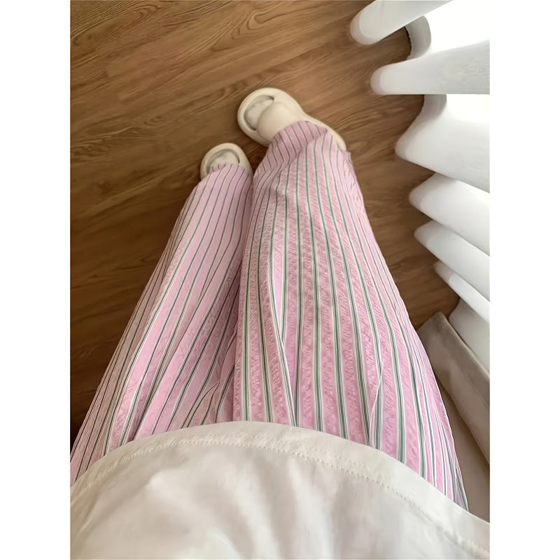 cross-border code new arrival  original women's drapedcontrast colorstripesloosecasual pants