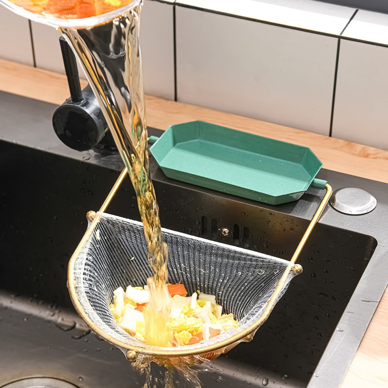 Sink debris filter rack, iron art drain hanging rack, pool residue vegetable filter, sink leftovers anti-blocking