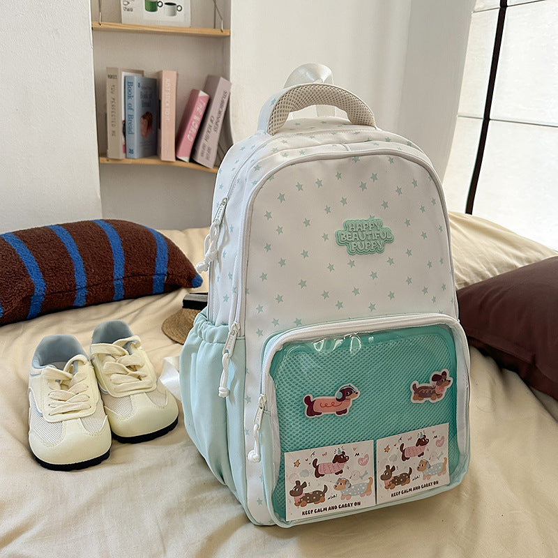 Versatile japanese-style star & polka dot kids' backpack - new korean design, large capacity, cute outdoor tote bag/backpack for boys & girls