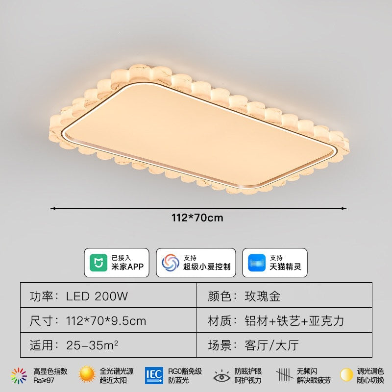 Modern minimalist cloud marble ceiling light for bedroom, smart eye-caring study lamp, led high-end room lighting fixture