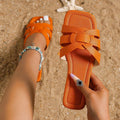European and american plus size slippers  summer new collection woven black one-strap flat sandals women's slippers