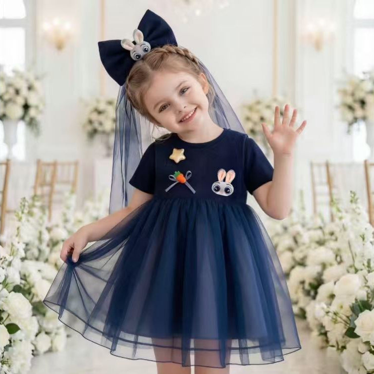 Amazon bestseller: girls' cartoon dress - summer short sleeve princess dress - children's tulle dress