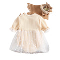 Baby girl's stylish princess-style 100-day outing romper, perfect for spring and autumn. sweet and elegant double-layered one-piece bodysuit for newborns and full-month celebrations