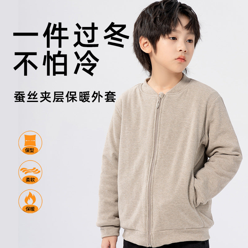 Wool silk kids school uniform handy gadgetfall and winternew arrivalbubble chen middle children zipper small cotton jacket temperature changing lock temperature thick