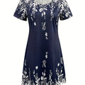 wholesale women's short-sleeved dresses, fashionable women's dresses for spring, summer, and autumn, new cross-border printed designs