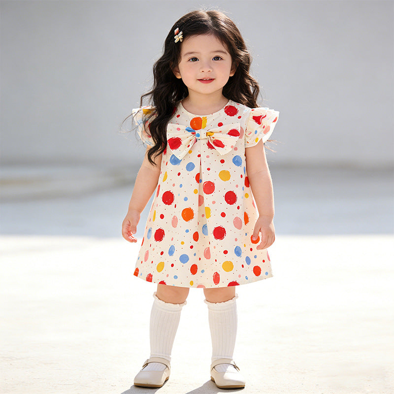 Girls' summer korean style new polka dot baby dress, stylish lightweight children's vest princess dress, summer outfit