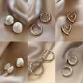 925 silver needle hong kong style retro metal earrings for women classy geometric plain hoop earrings easiest for match exaggerated work clothing earrings