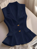 Amazon fashion cross-border women's sleeveless waist ruffles hem elegant work clothing vest