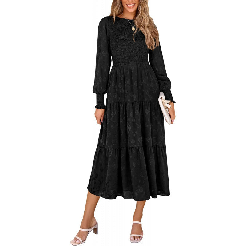 Amazon fashion elegant floral long sleeve dress women's  spring new arrival - graceful and flowy