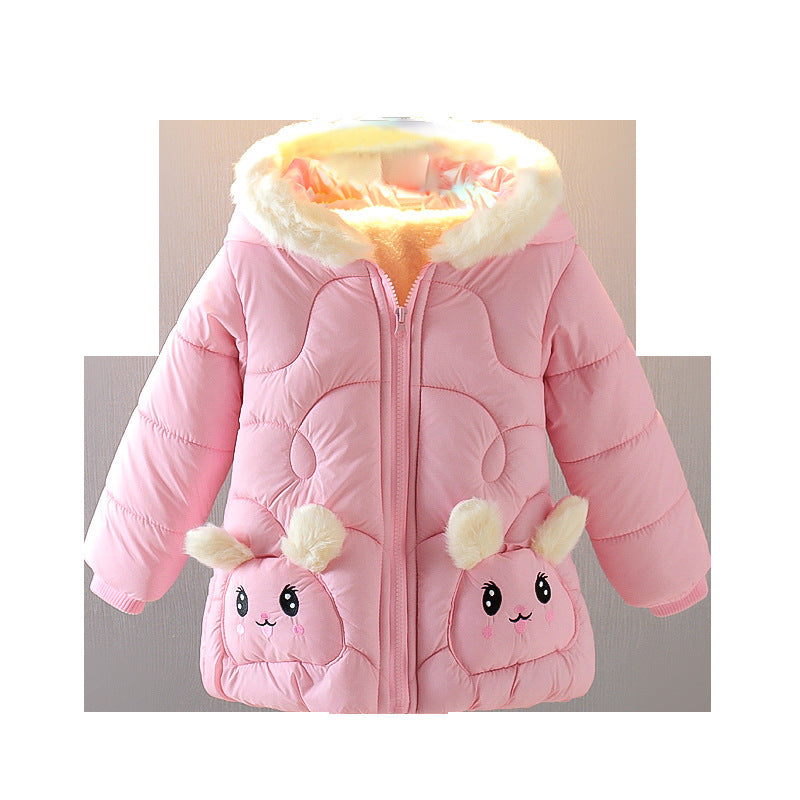 Kidsthickened high-quality cotton-padded clothes winter cartoon cotton clothes boys and girls style hooded outwear baby small cotton-padded jacket