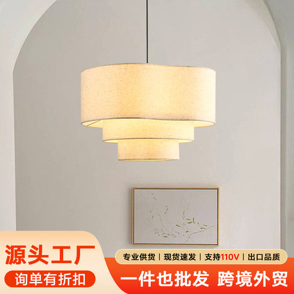 Creative French medieval living room main light retro style bedroom dining room light designer Japanese style wabi-sabi wind fabric chandelier