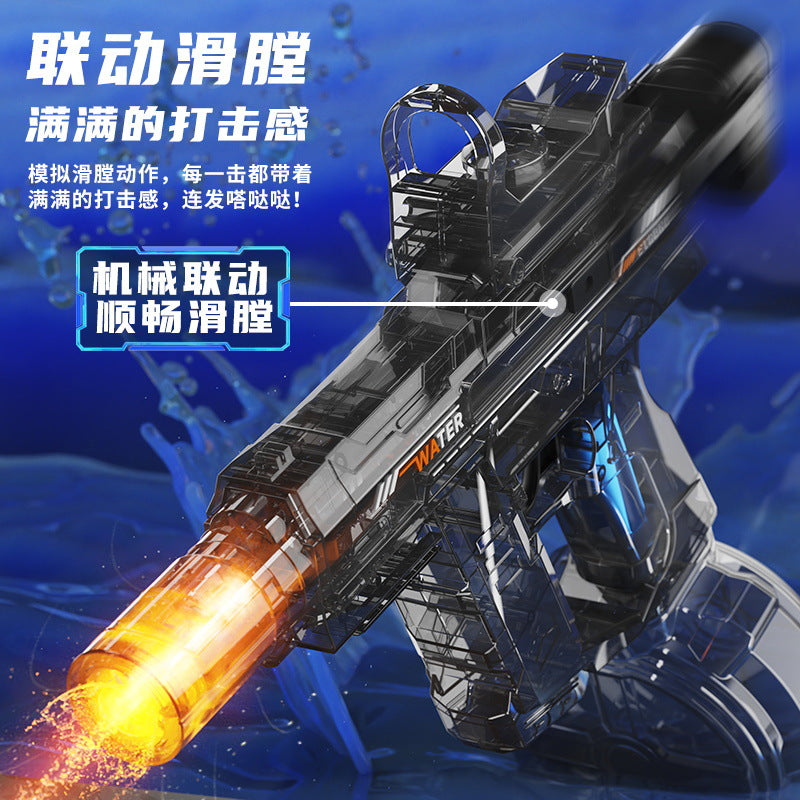 Explosive fire uzi manual and automatic electric water gun automatic water grabbing uzi linked burst light water gun