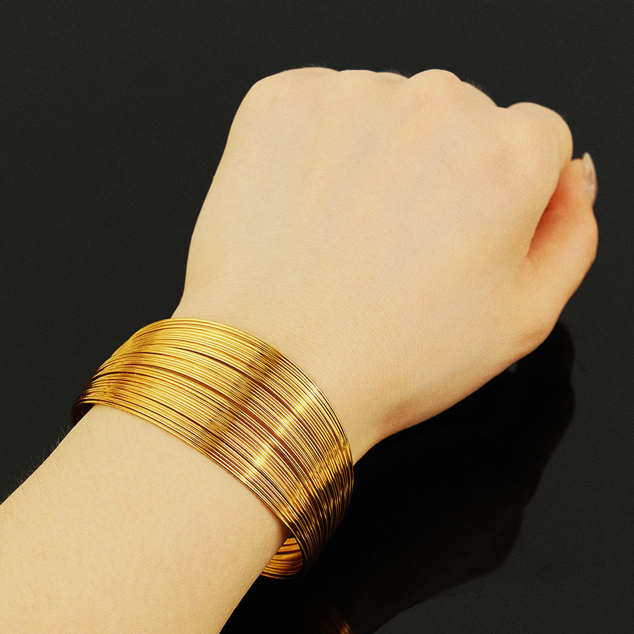 Wholesale cross-border women's copper wire minimalist bangle, fashion adjustable bracelet women's jewelry bangle