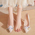 Champagne floral wedding shoes women's stiletto heel 2025 new crystal high heels banquet bridal shoes