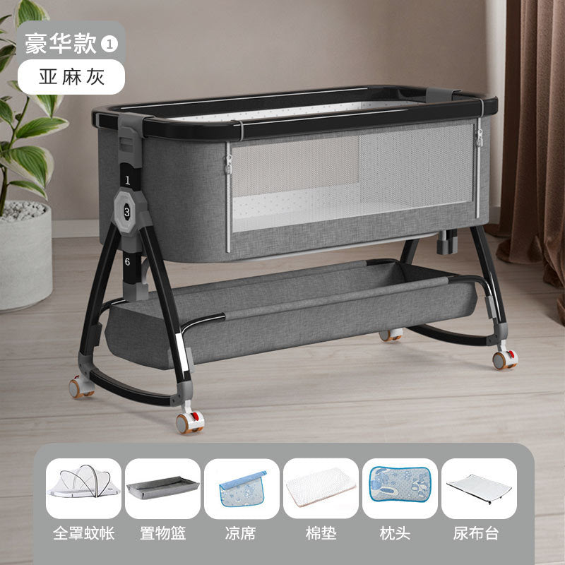 Aluminum alloy baby crib - portable, foldable, multi-functional bassinet - newborn splice bed