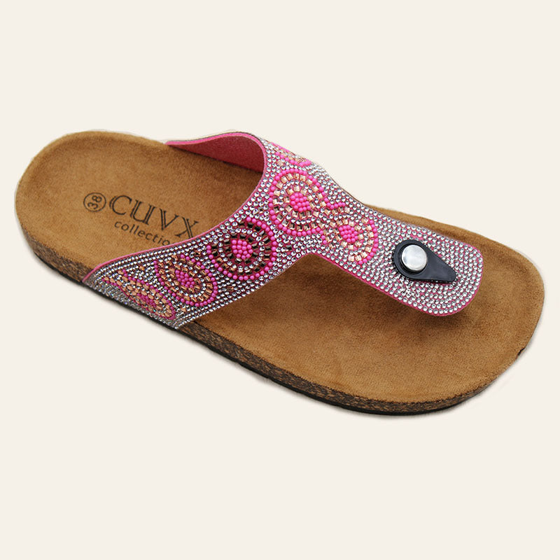 Factory wholesale Women's slippers Cross-border  fashion with diamond herringbone Birkenstocks