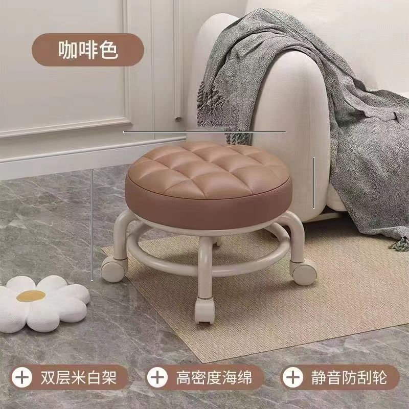 For homemovable backrest small chair pulley stool universal wheel small stool kids plastic backrest chair with wheels