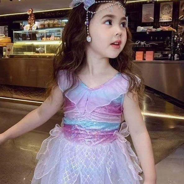 Baby girl swimsuit cute summer one-piece swimwear  stylish mermaid kids new girls' swim suit